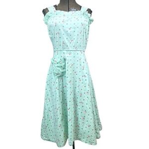 Vintage Womens (S) Floral Cottage Sun Dress Cotton Ruffles Boho Festival Prairie